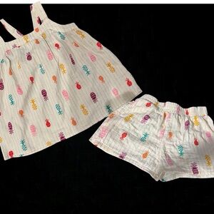 Colorful Pineapple Print Top and Shorts Set